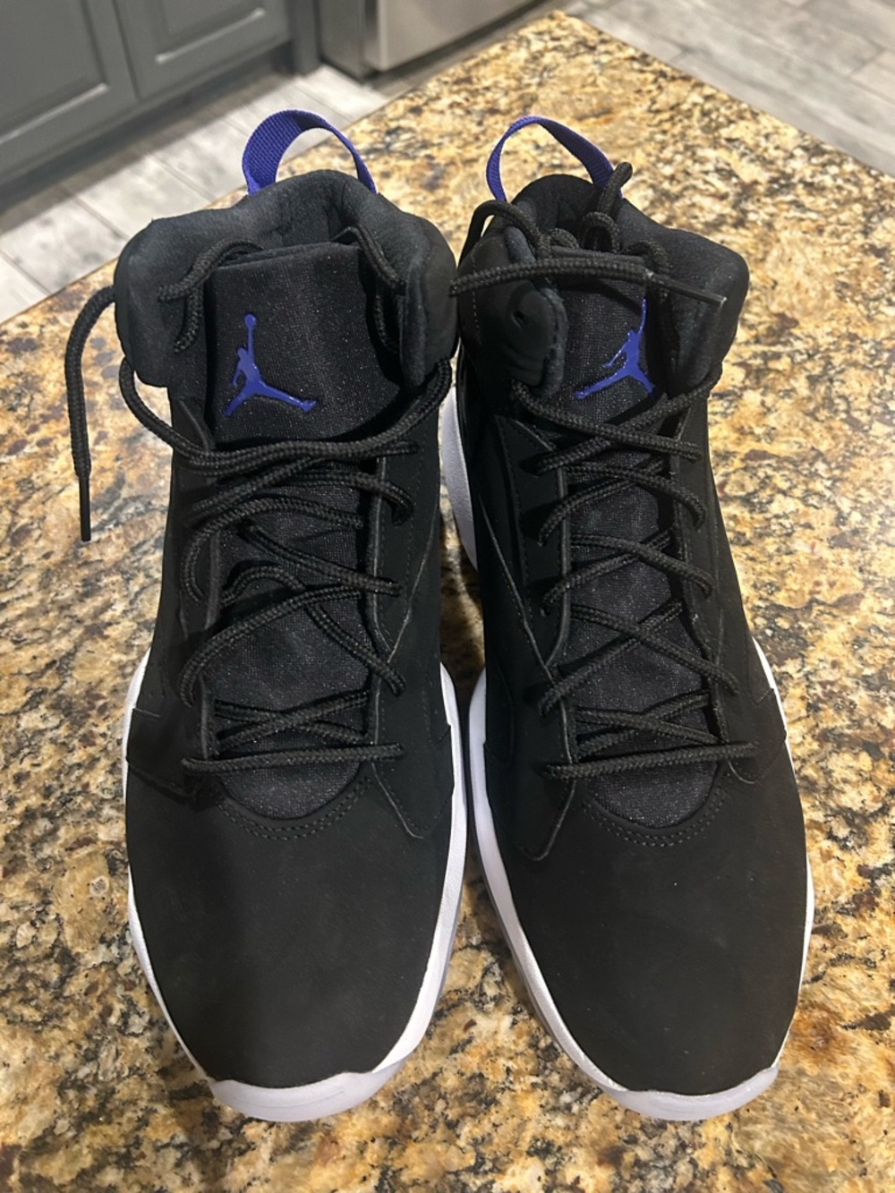 NIB Men’s Jordan Lift Off Black Shoes with concord Pull Tabs and White Soles